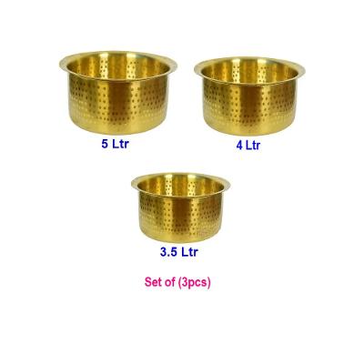 Traditional Brass Cookware Set - 3 Piece (Sizes 14, 16, 17)