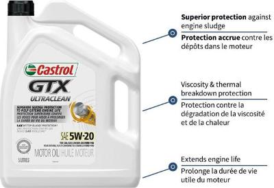 Castrol Conventional Engine Oil GTX Ultraclean 5W20, 5L - 000153A