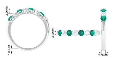 Minimal Emerald Half Eternity Ring with Diamond