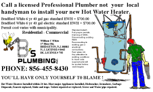 PLUMBING,WATER HEATERS, APPLIANCES INSTALLED, DRAIN CLEANING
