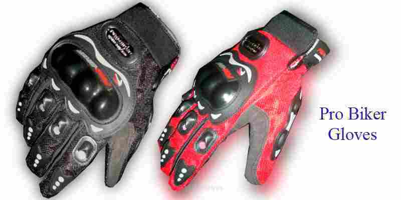 Pro-Biker Motorcycle Racing Gloves - Black, Red, and Blue