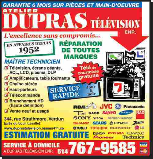 TV Repair West-Island DLP Lamp Dupras Television Service Center