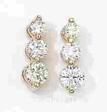 2.00 Carat Three Stone Diamond Earrings w/ Open Setting
