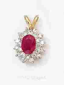 1.50ct Oval Cut Ruby & Diamond Pendant