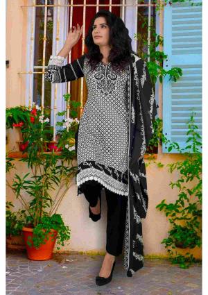 Black And White Cotton Three Piece Suit