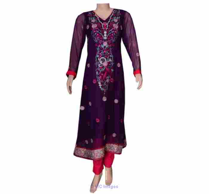 DML002-Chiffon Suit With Embroidery