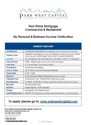 Commercial Mortgage Lenders - Park West Capital