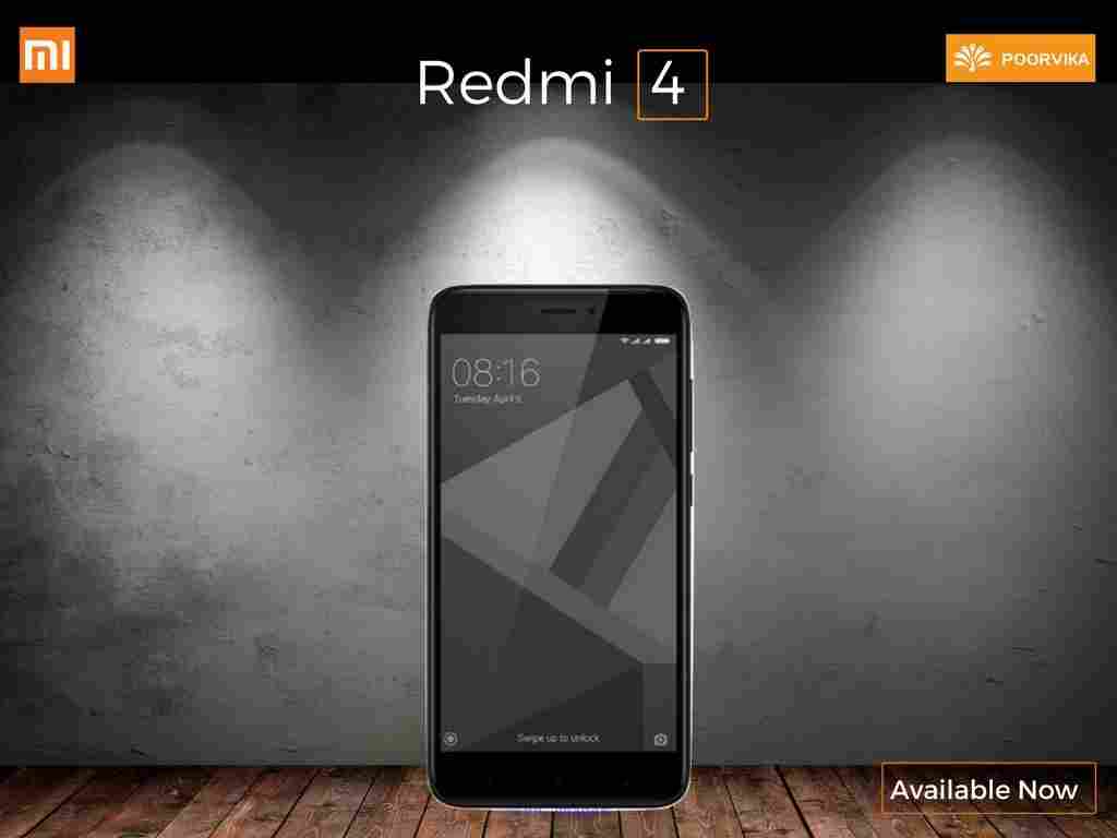 Xiaomi Redmi 4 new budget smartphone at poorvika mobiles