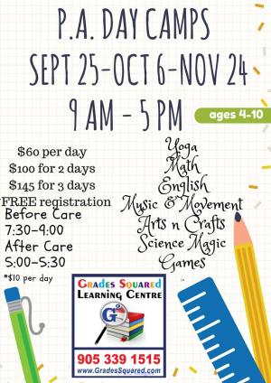 Sign up for our P.A DAY CAMPS!
