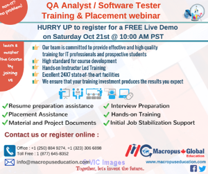 FREE live webinar on QA/Software Testing & Placement Services.