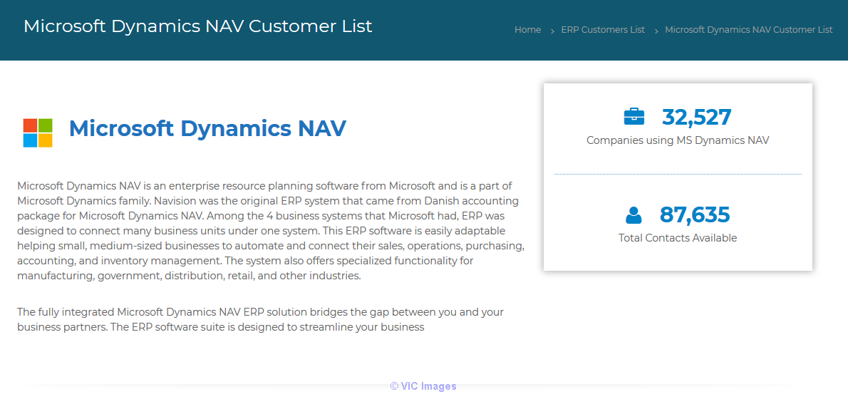 Buy recently updated Microsoft Dynamics NAV customers list
