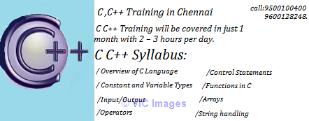 c,C++ training institute in Chennain near mount road