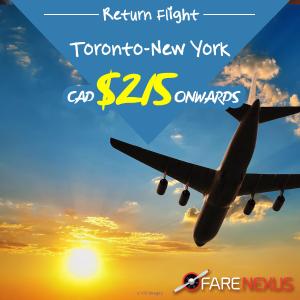 Cheap air tickets | Toronto - New York | CAD $215 Onwards