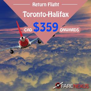 Cheap air tickets |Toronto-Halifax | CAD $359 Onwards