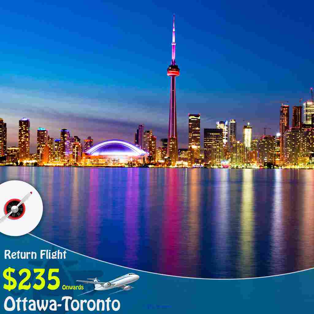Cheap air tickets Return Flight Ottawa-Toronto from CAD $235