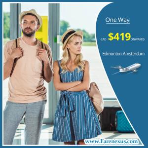 One way cheap air Tickets | Edmonton-Amsterdam| CAD $419 onwards