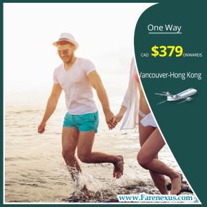 One way cheap air Tickets | Vancouver-Hong Kong |CAD $379 onwards