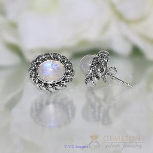 Moonstone Studs-Braided Dewdrop - GSJ