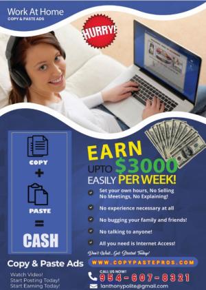 Earn up to $3,000 easily per week. No BS 100% REAL!