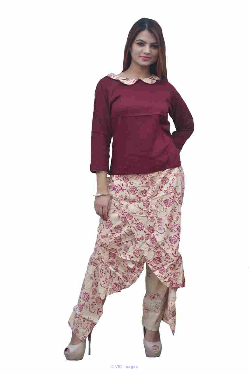 Rayon Dhoti Style Palazzo With Crop Top