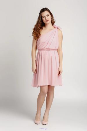 One Shoulder Knee Length Chiffon Bridesmaid Dress