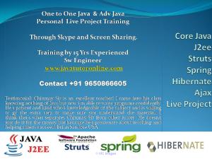 Private Online Java Spring Training-Live Project by 15 Yrs Exp