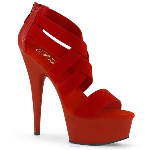 PleaserUSA Delight 609 6? Red Stiletto Heel Platform Criss-Cross Elast