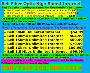 Bell Fiber Optic High Speed Unlimited Internet