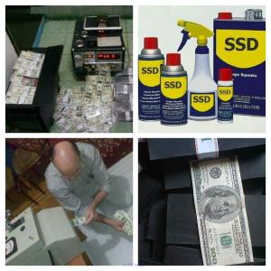 BLACK BANK NOTES CLEANING WITH MACHINE