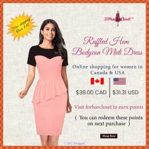 Online Shopping ruffled hem midi dress for women in Canada & USA