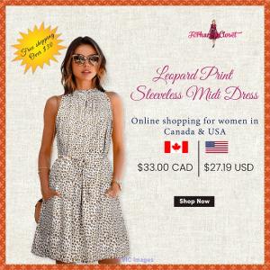 Shop Online leopard print sleeveless midi dress in Canada & USA