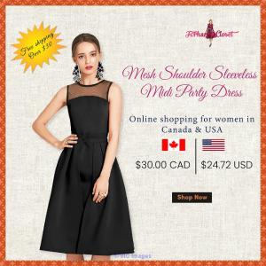Pick Your Favourite Unique  Mesh Shoulder sleeveless Midi Party Dress