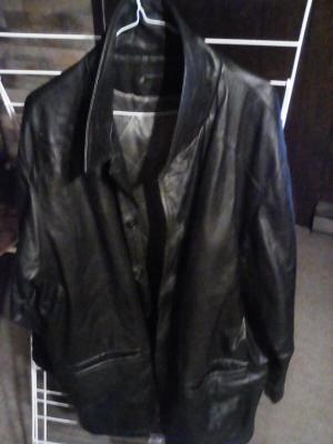 Leather jacket with buttons , genuine leather size xl