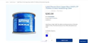 Low Affordable Price Cat6A Plenum Pure Copper 1000ft Cables