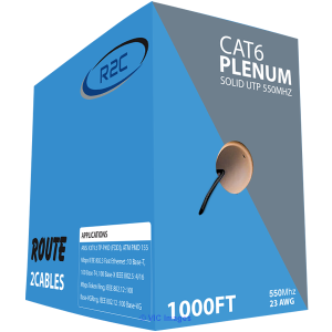 Cat6 Plenum 23AWG 550MHz UTP Pull Box Black 1000ft Cable