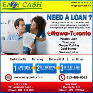 Get Instant Online approval for Payday Loans in Ottawa With EazyCash