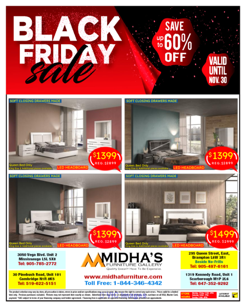 Black Friday sale high-end bedroom sets offers at low price.