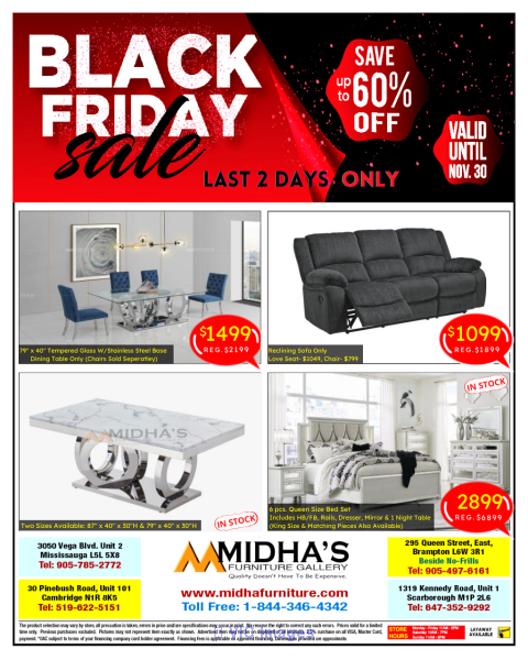 Best Black Friday offers up to 60% off on home decorating furniture