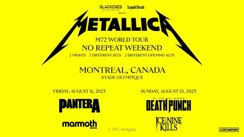 Metallica, Aug 11 & 13. Sec 117A, Row C, Seats 10-11, $375 each.