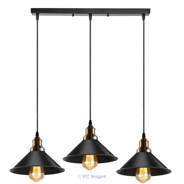 3-Way Metal Black Cone Pendant Light