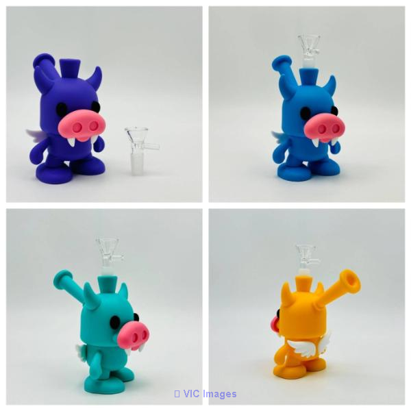 Silicon  Evil Cow waterpipe |4 colors| Includes glass bowl Piece | SL